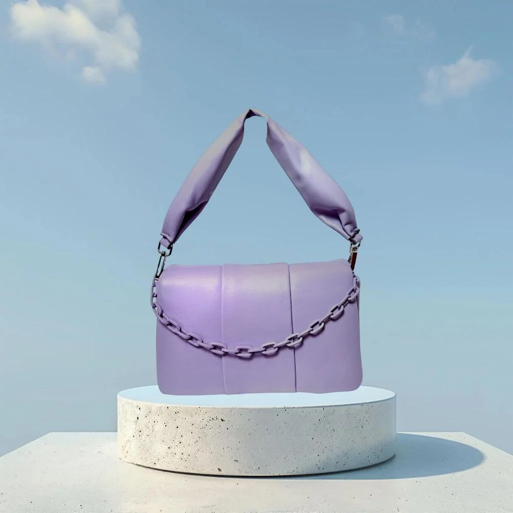 กระเป๋าแฟชั่น รุ่น 88027-1 ทรง Soft Box พับฝา ดีไซน์เรียบหรู สายหูจับหนานุ่ม วัสดุหนัง PU