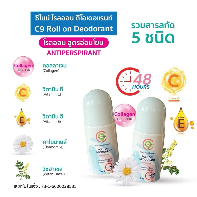 C9 โรลออน ดิโอเดอแรนท์ | ลดเหงื่อ ลดกลิ่นตัว หอมมั่นใจทั้งวัน